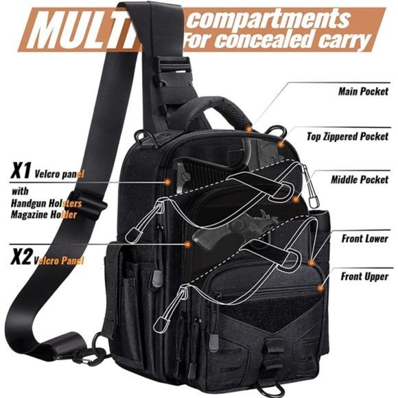 COOGEO Tactical Sling Bag Backpack with Pocket Compact Chest Pack Shoulder Bag - Picture 3 of 6